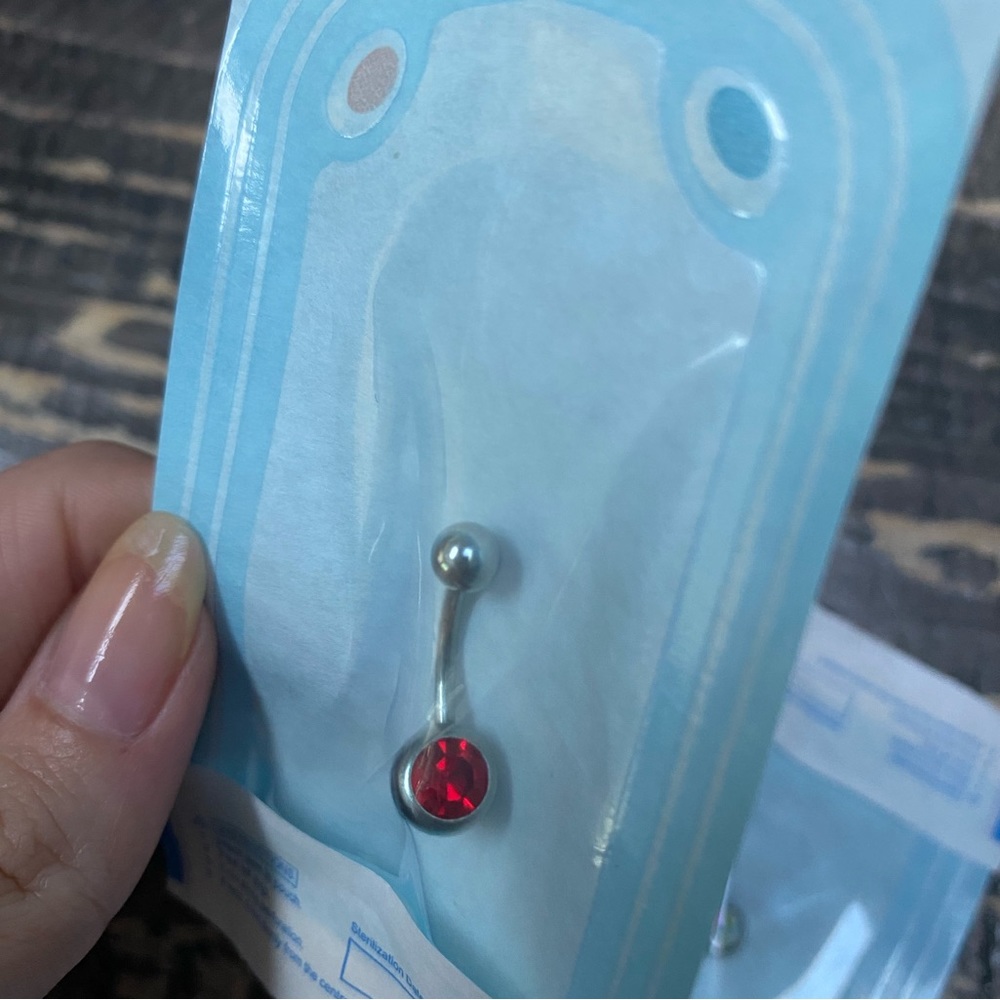Red Gem Belly Ring. Titanium Threaded. Still In S… - image 1
